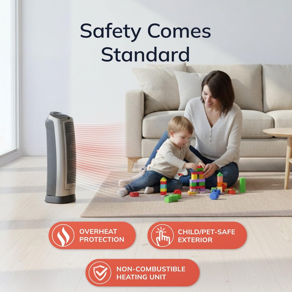 Oscillating Digital Ceramic Tower Heater, 1500W, Thermostat, Timer, Remote, 23"