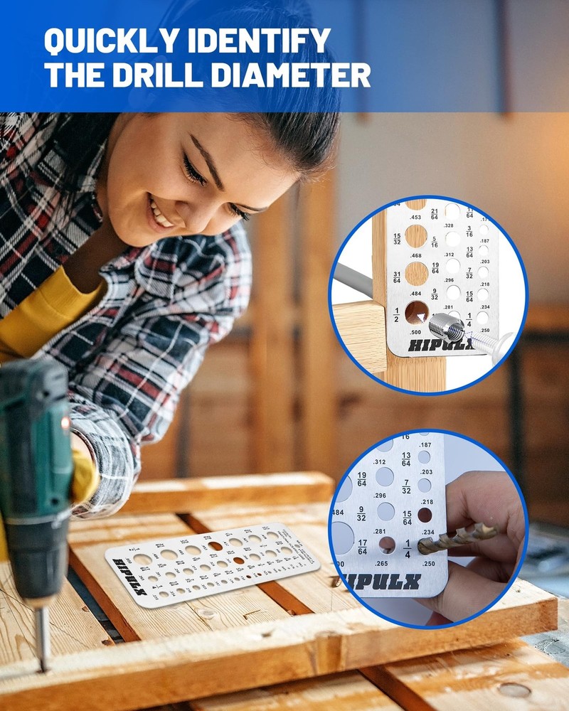 Drill Bit Gauge - 29 Hole Precision Measuring Tool for Drill Bits, Bolts | 1/...