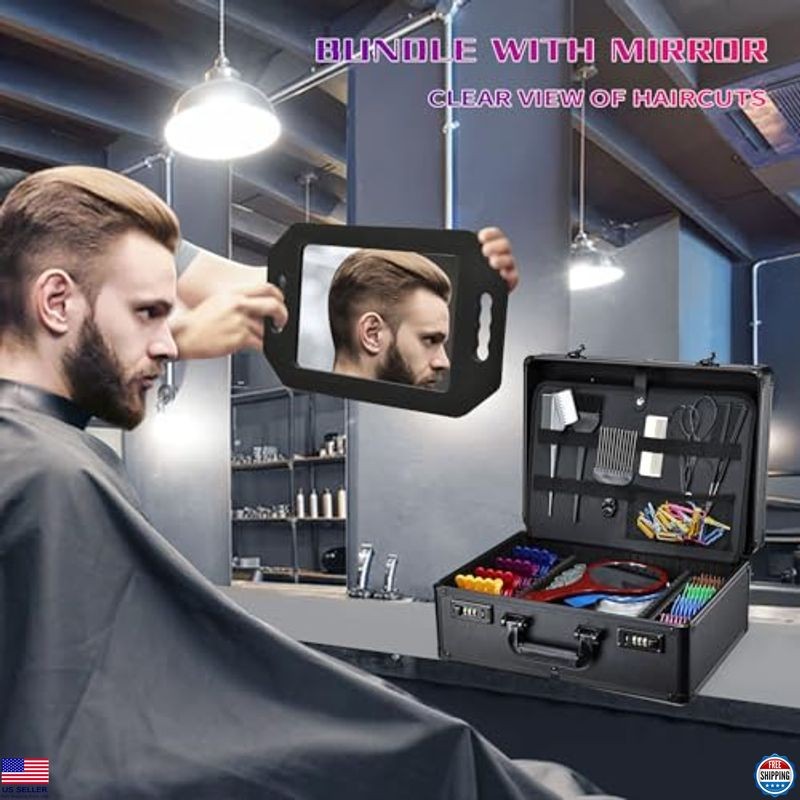 Professional Barber Tool Case - Matte Black Organizer for Clippers & Scissors