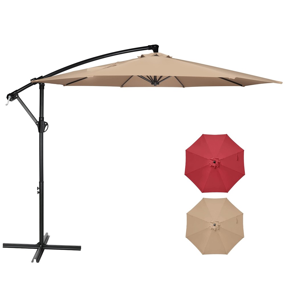 Simple Deluxe 10ft Offset Umbrella Cantilever Patio Hanging Offset, Tan