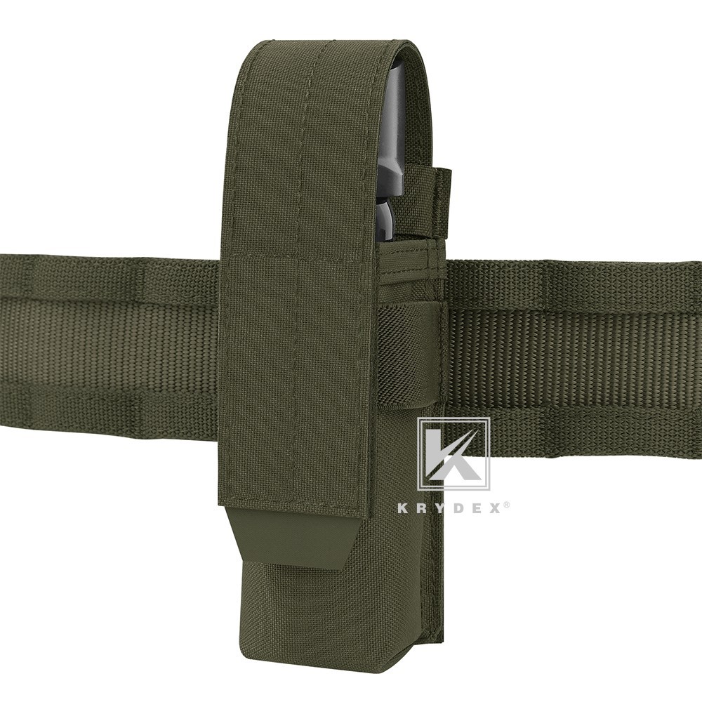 KRYDEX Tactical Flashlight Holster Low Profile Pouch Green MOLLE&Belt System