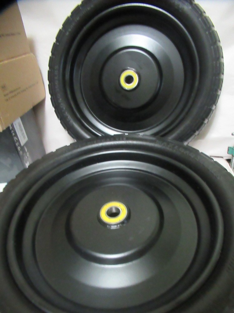 2 Pack 13" Flat free Solid Wheels with 5/8" Axle Bore Hole