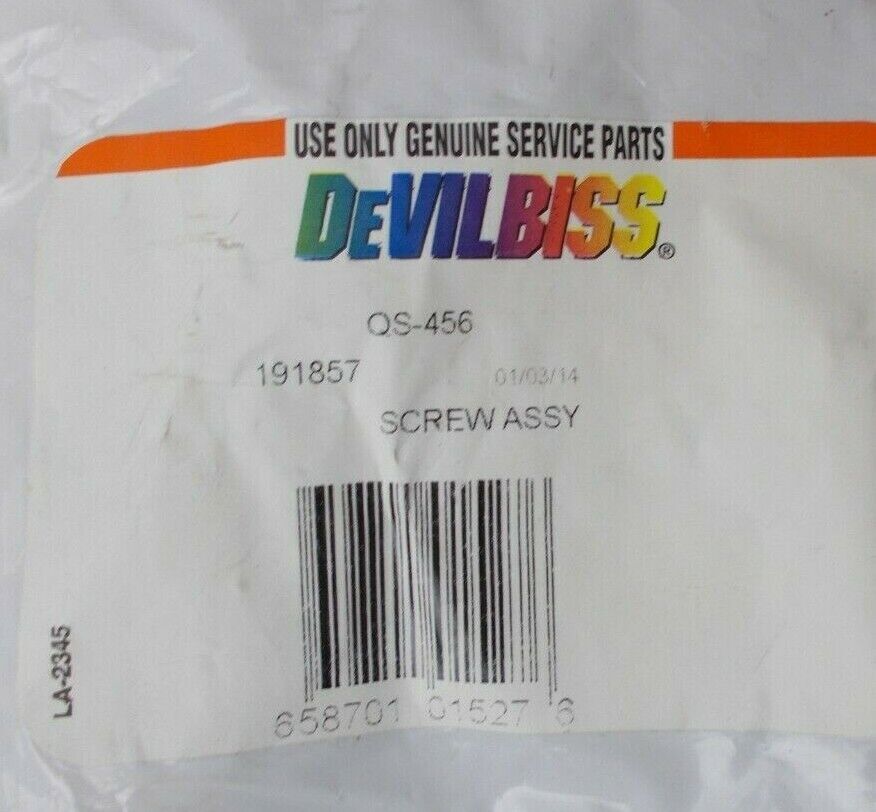 Screw Assembly For: Gear Drive Air Motor Devilbiss QS-456