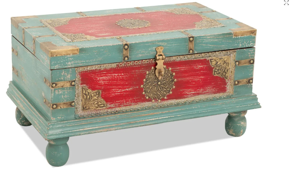 Cement Gray & Off White 19'' Accent Trunk