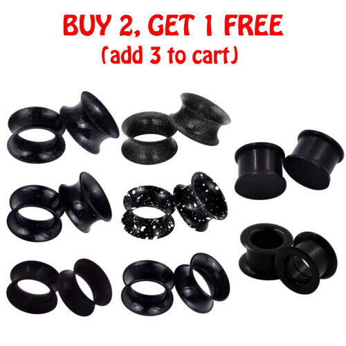 6PCS Silicone Ear Gauge Kit Flesh Tunnels Plug Double Flared Ear Expander Saddle
