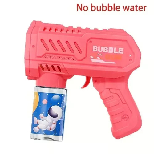 Fully Automatic Space Bubble Machine Gun Rocket 10 Hole Bubble Maker Toys PINK
