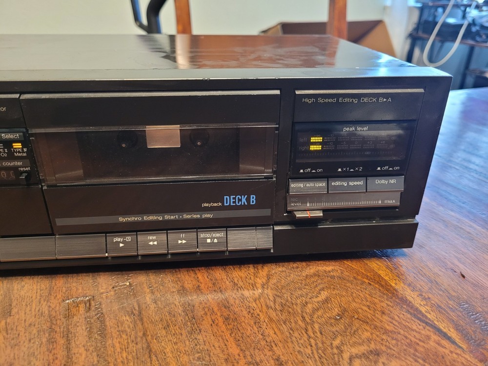 Technics Stereo Double Cassette Deck RS-D190W High Speed Editing Tested Working