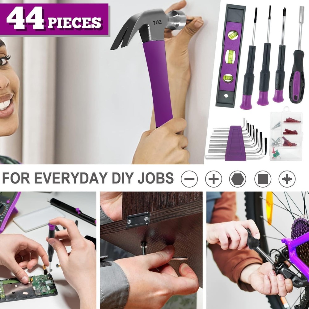 Pink Lady Tools Kit Set - 44PCS Cordless Screwdriver Toolbox