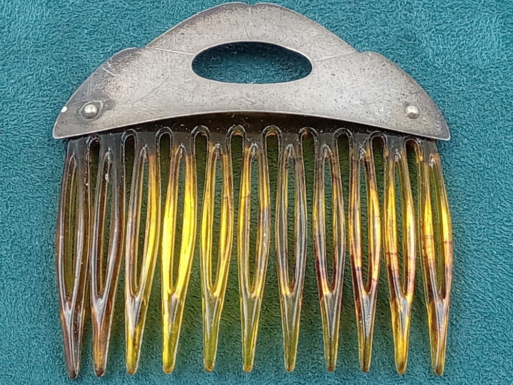 Interesting old Art Deco Sterling Silver Comb good condition