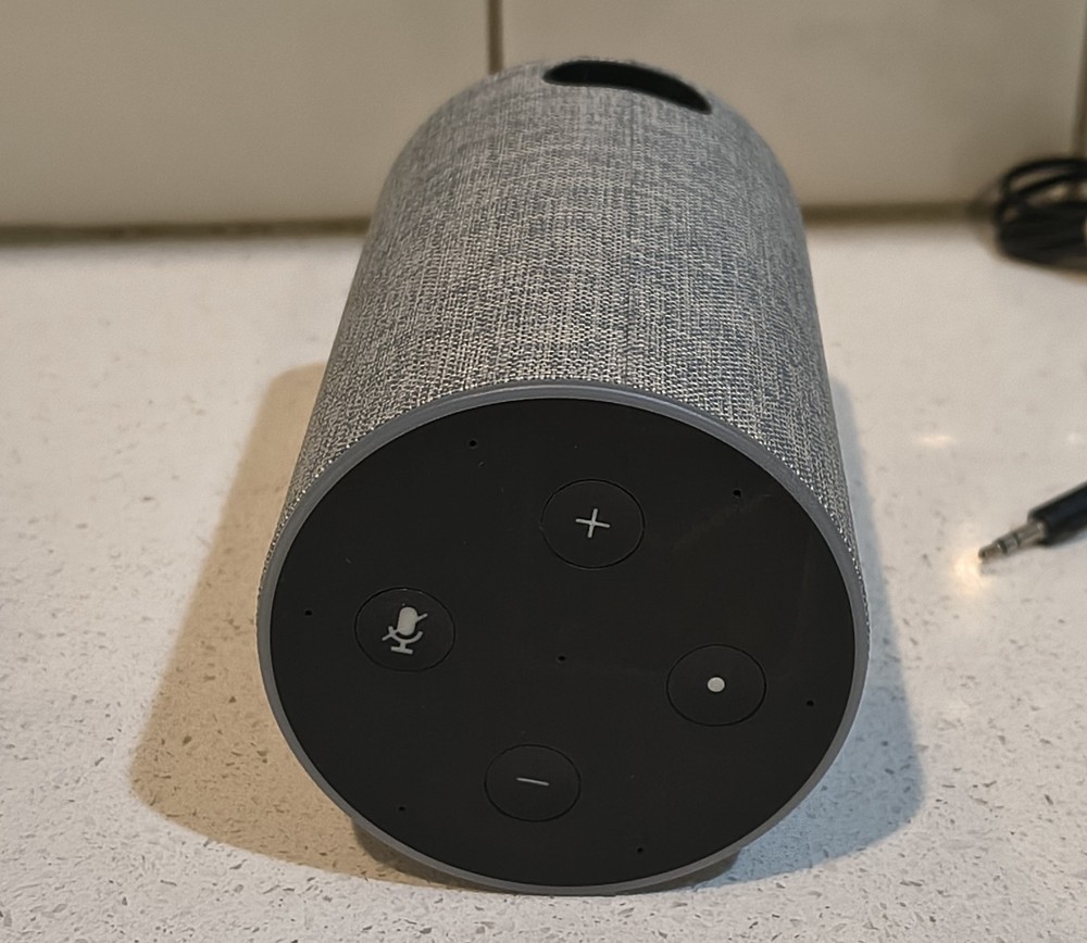 Amazon Echo 2nd Gen Smart Assistant Speaker |Heather Grey| w/ Aux Cable - TESTED