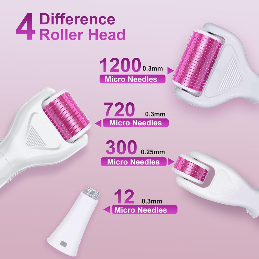 White Roller for Face and Body 6in1 Roller Kit Micro Roller with Replace Heads