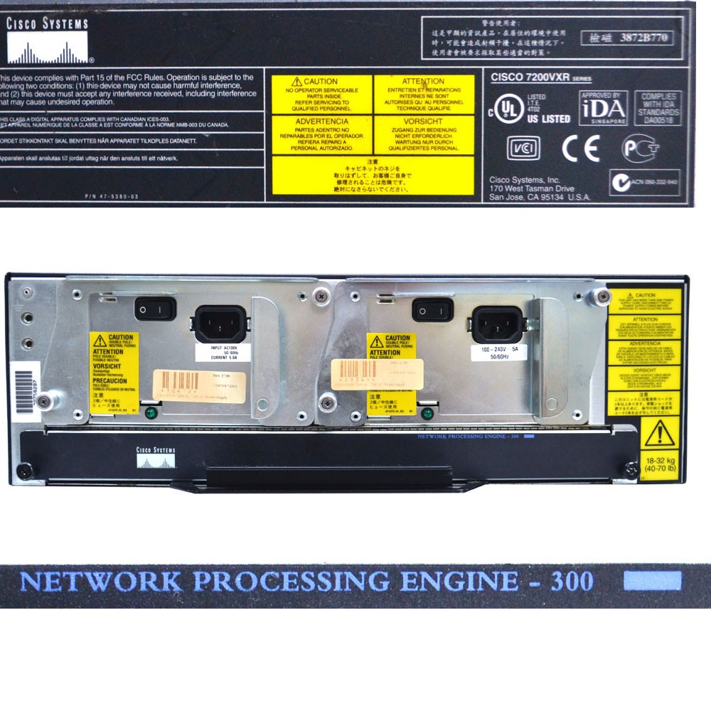 Cisco 7206VXR Router w/ Network Processing Engine-300 1x Controller 3x Ethernet