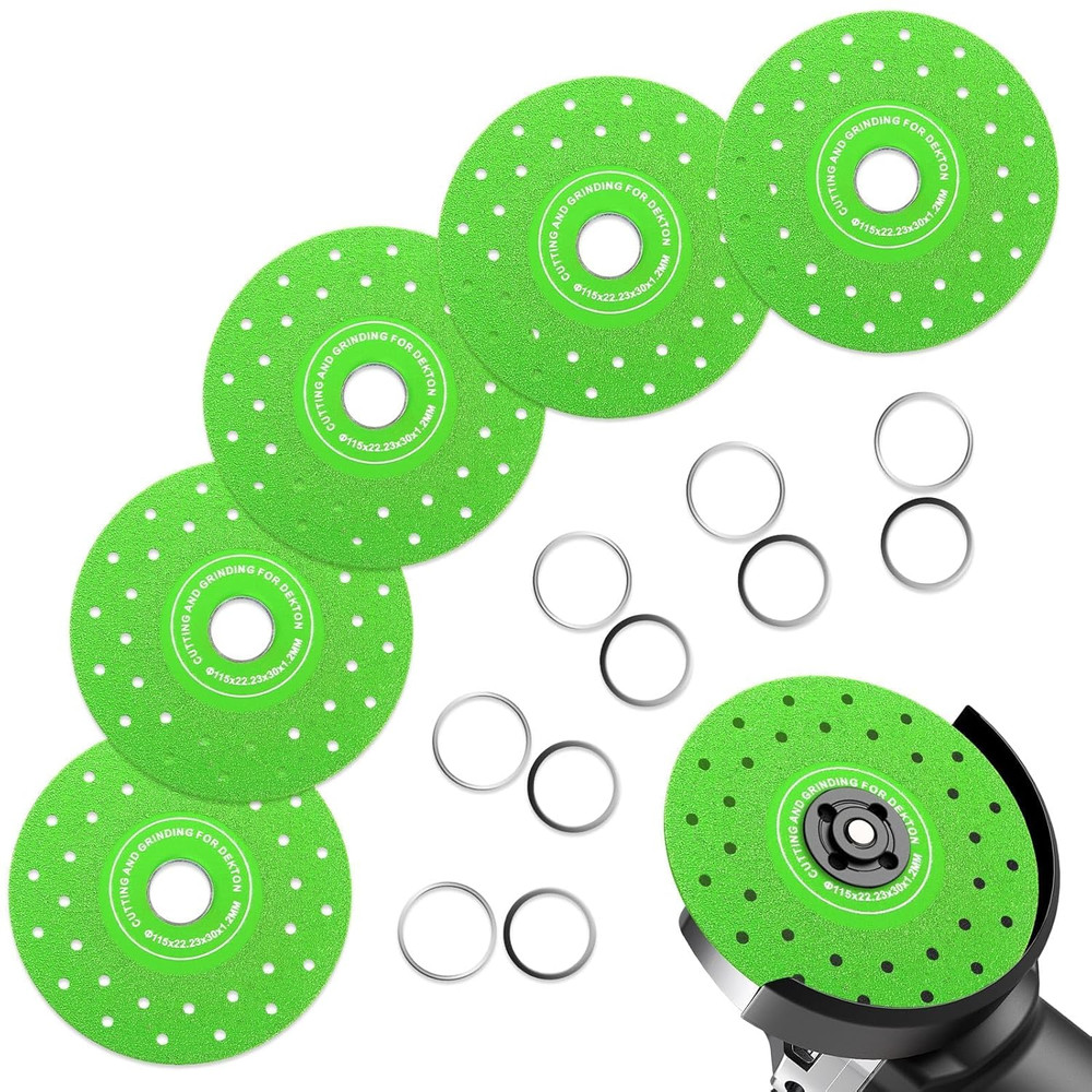 5 Pack Tile Cutter Saw Blade for 4-1/2" Angle Grinder, Multi-Pore Flat Cuttin...