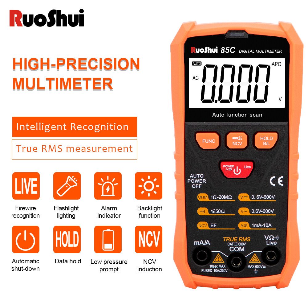 Digital Multimeter Voltmeter Ammeter Ohmmeter Volt AC DC Tester Leads Meter