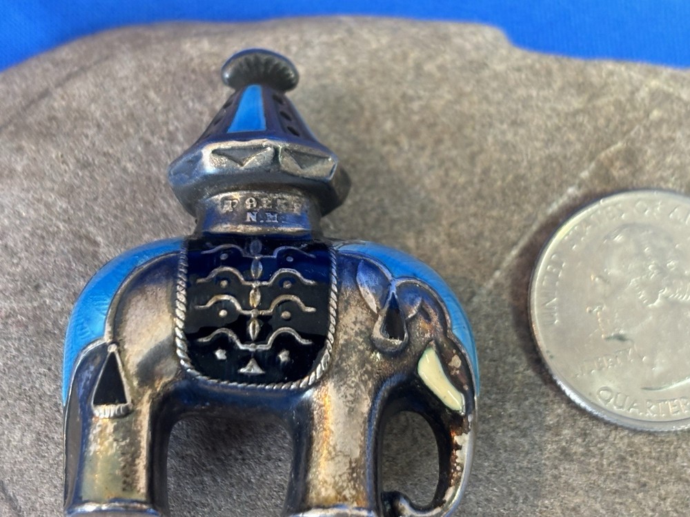 J Tostrup Sterling Enamel Figural Elephant Salt