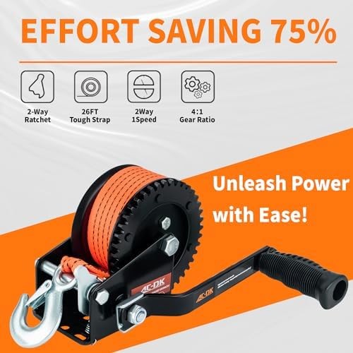 Heavy Duty Hand Crank Trailer Winch With Strap