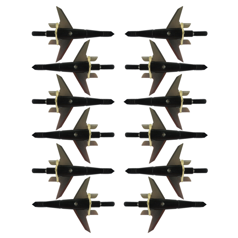 12Pcs Black Swhacker Broadheads 100 Grain 1.75" Cut Compound Bow Crossbow Tips