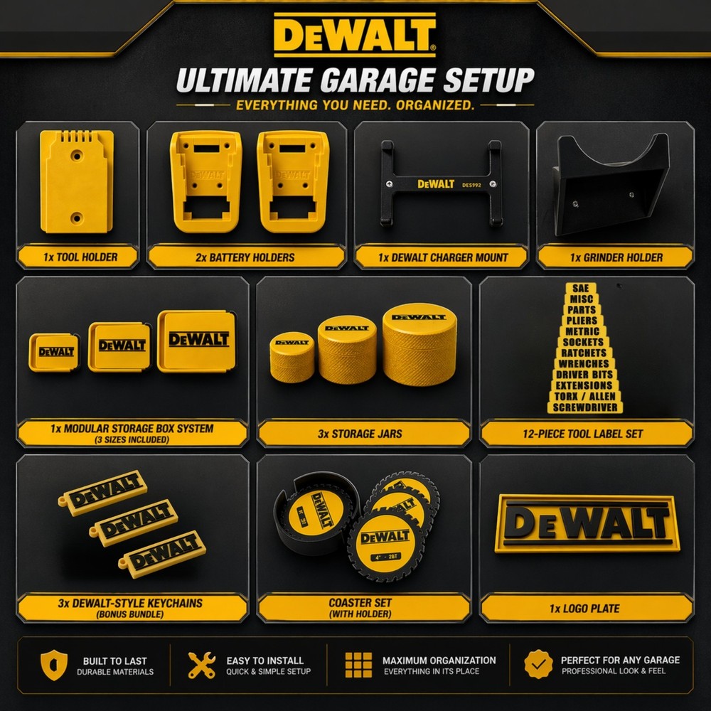 DeWalt Ultimate Garage Organizer System Tool Holder Battery Mount Storage Kit