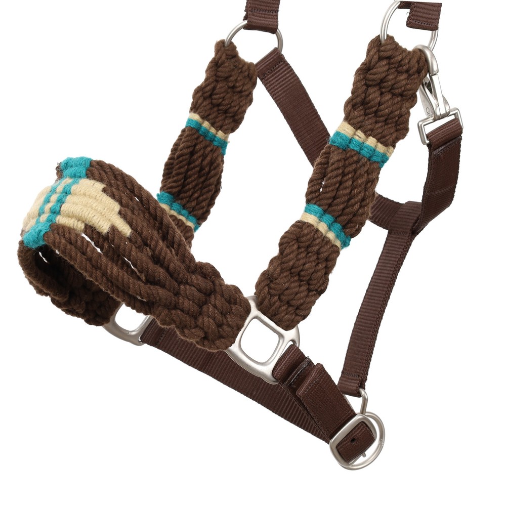 Showman Brown & Teal Wool Nylon Halter