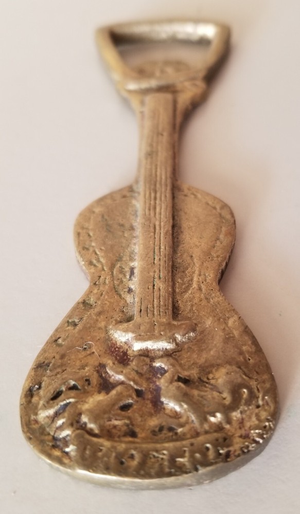 Vtg Solid Brass Violin/Guitar Shape Bottle opener. [B5]