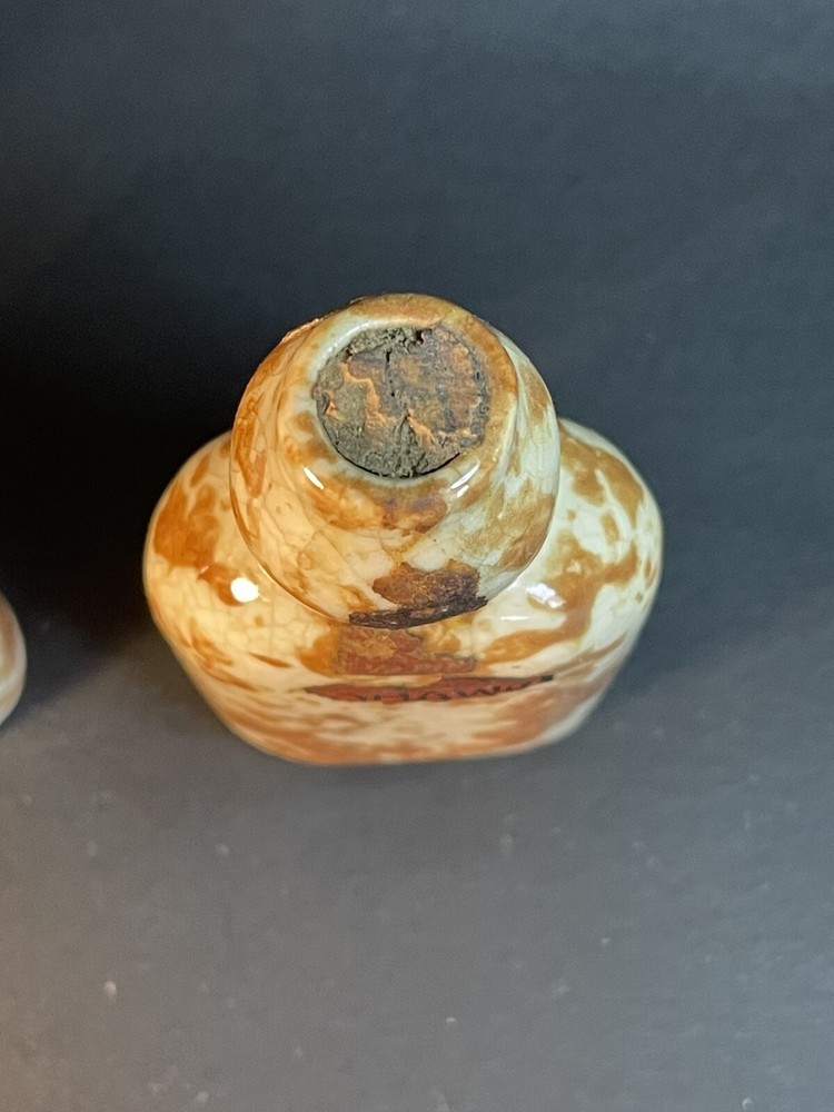 Mohawk Rock & Rye Stoneware Bottles, orig label On One -empty - Crazing