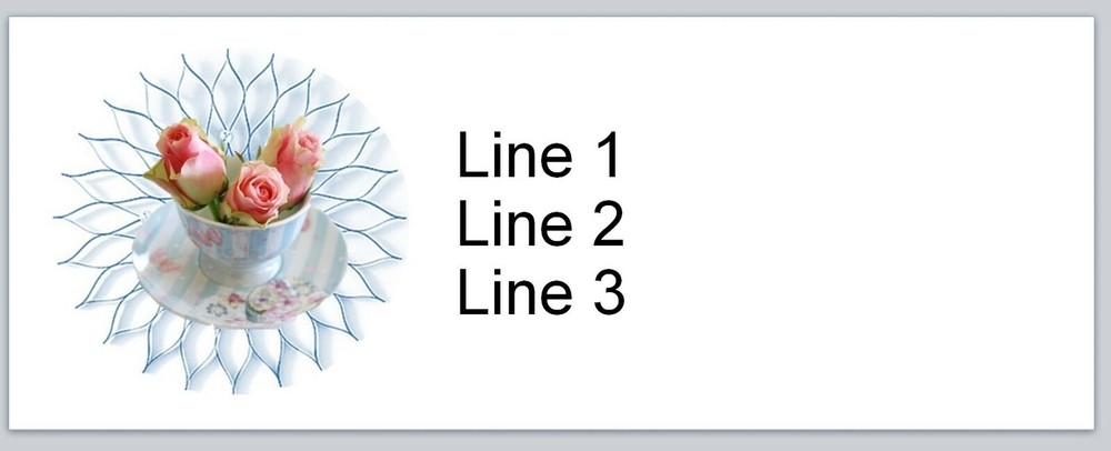 Personalized Address Labels Flowers in Tea Cup (JX 507)