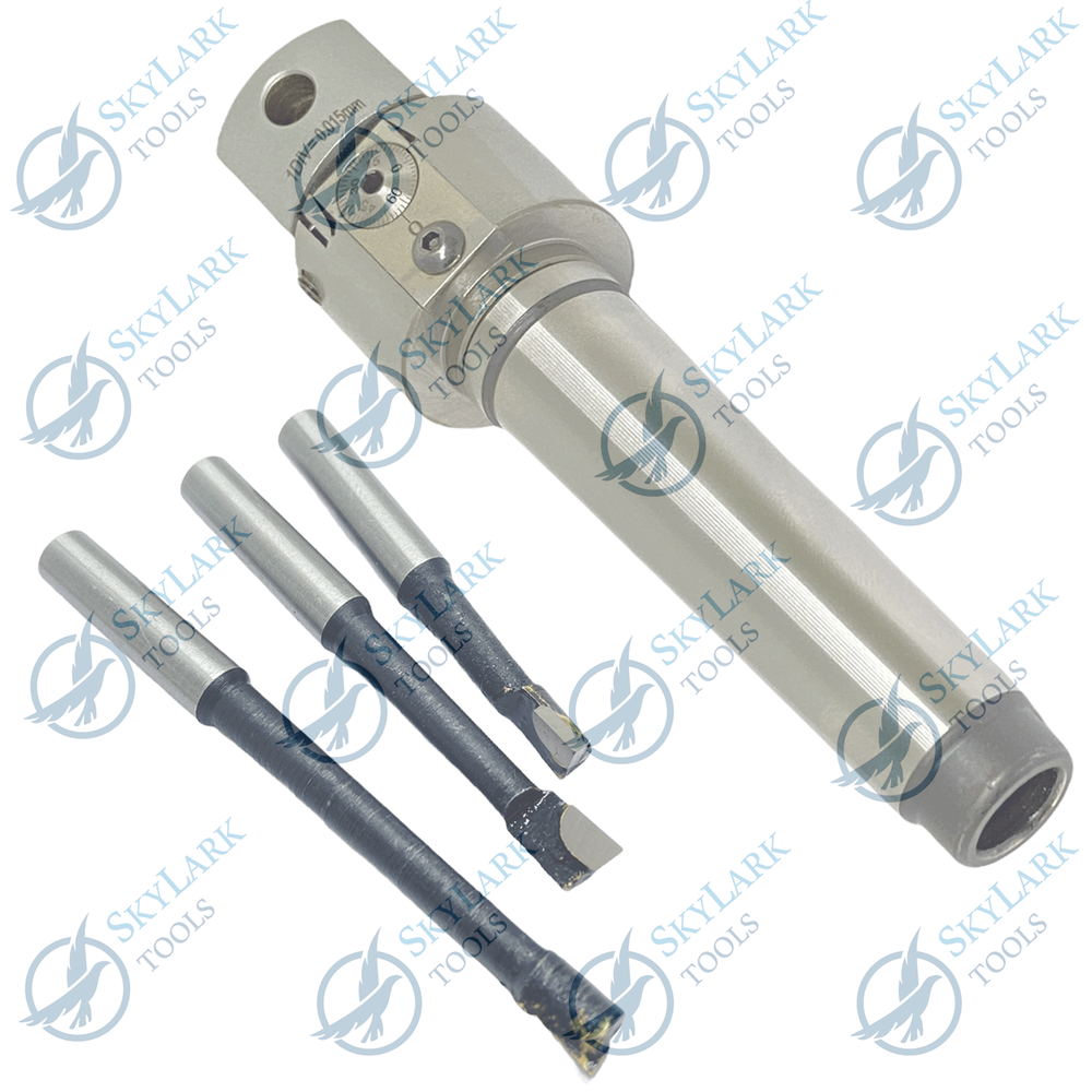 1.5'' ADJUSTABLE BORING HEAD WITH MT3 Shank & Carbide Boring Bars 3pcs