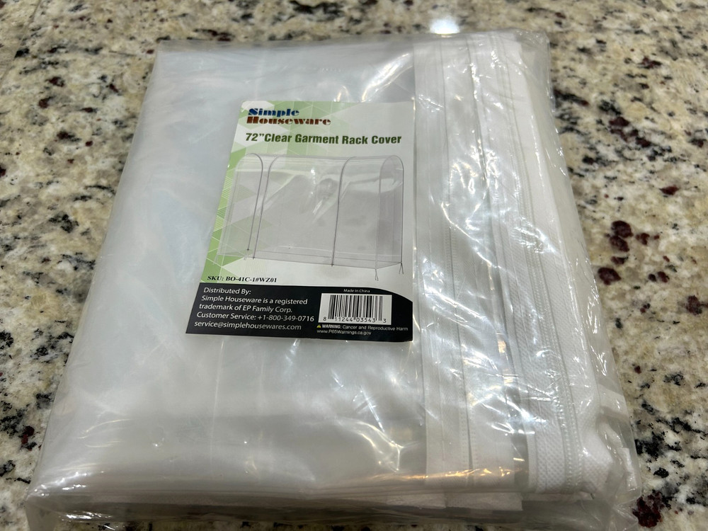 Simple Houseware 72" Clear Garment Rack Cover - NEW