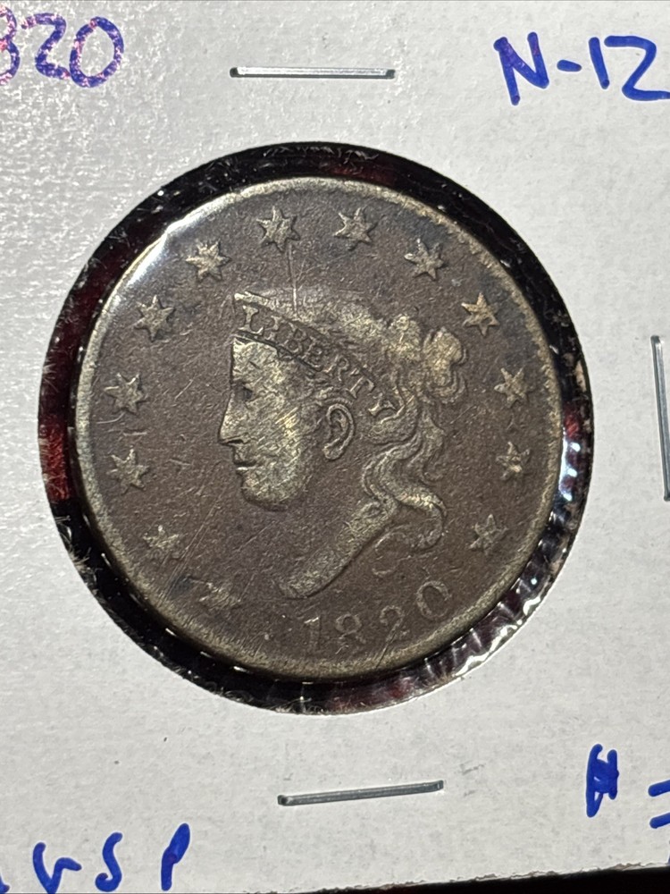 1820 1c N-12 Matron Head Large Cent