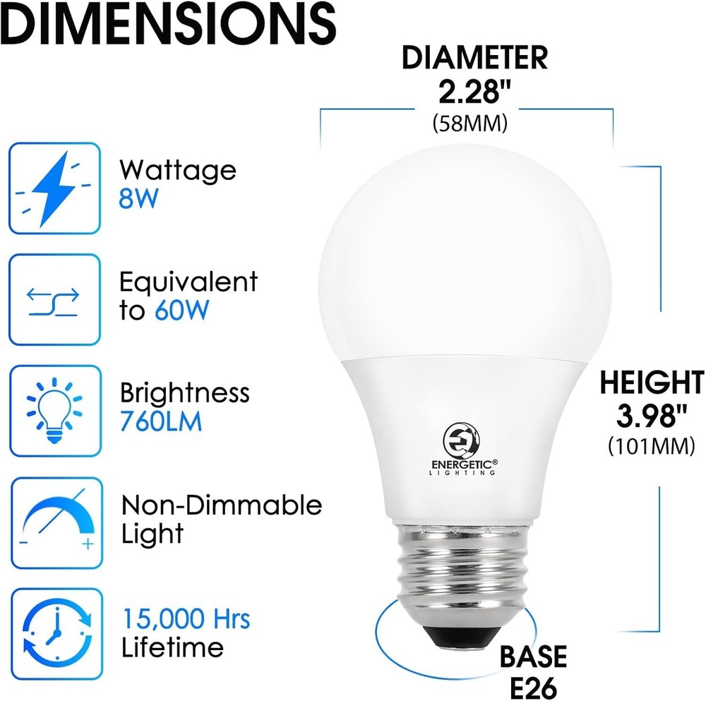 ENERGETIC SMARTER LIGHTING 24-Pack A19 LED Light Bulbs 60 Watt Equivalent