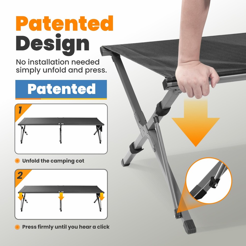 Oversized Camping Cot Foldable for Adults - Upgraded Version Easy-to-Assemble...