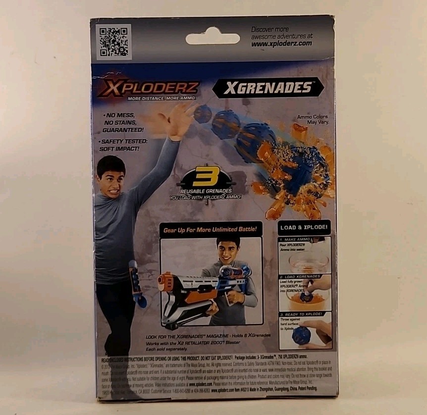 Xploderz XGrenades - 3 Reusable Grenades, 750 Xploderz Rounds - New t001