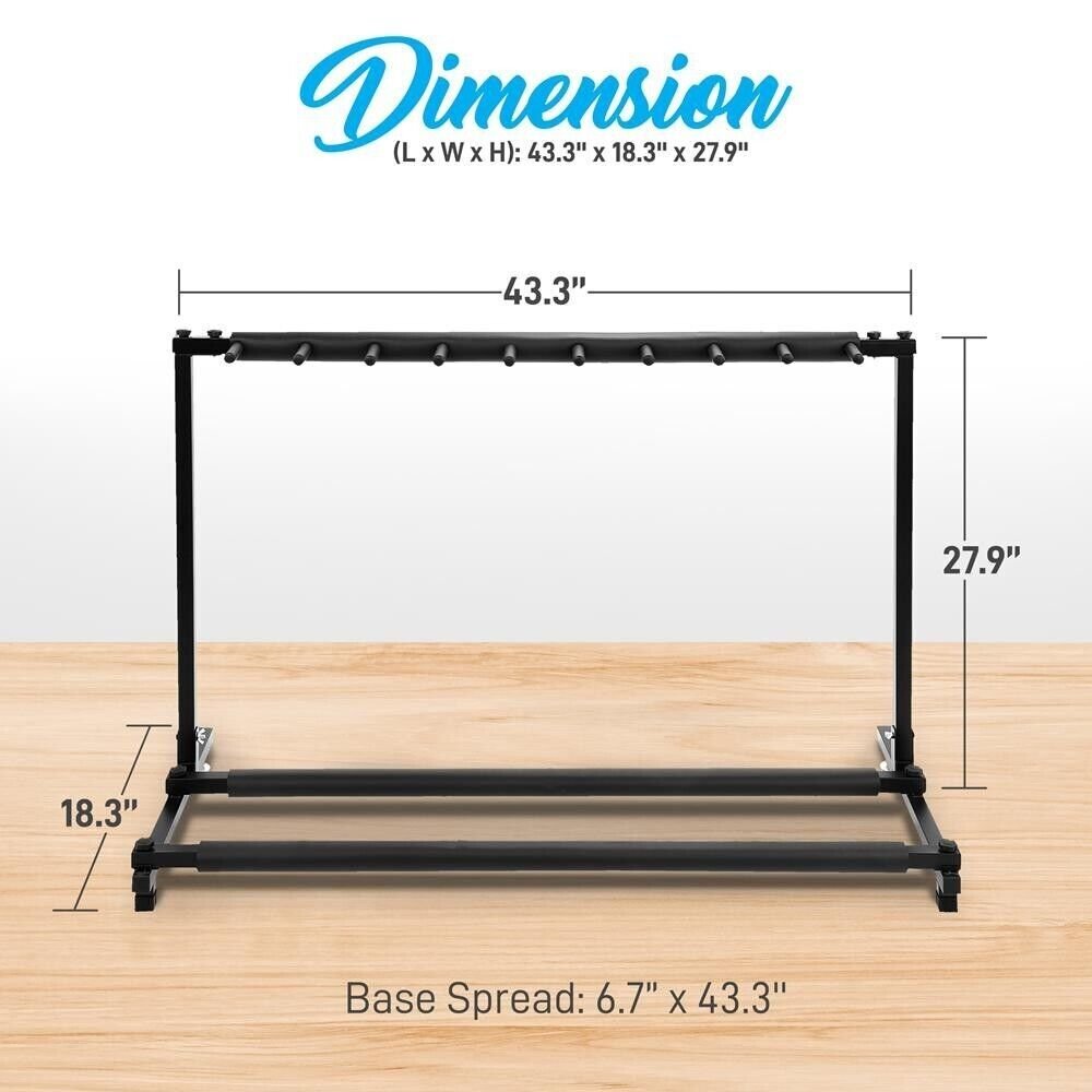 PYLE 9-Space Foldable Guitar Rack stand - Multi-Instrument Floorstand Guitar