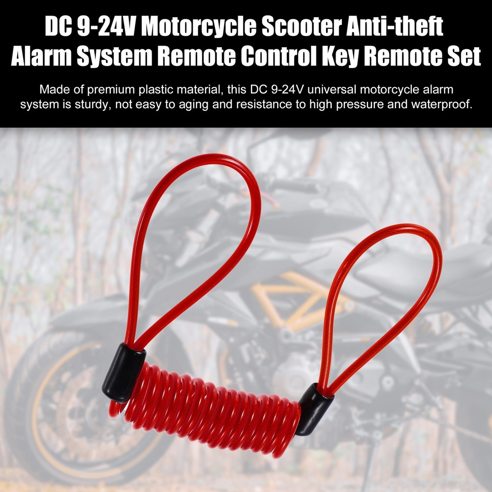 Brake disc motorcycle lock alarm disc safety lock cable red