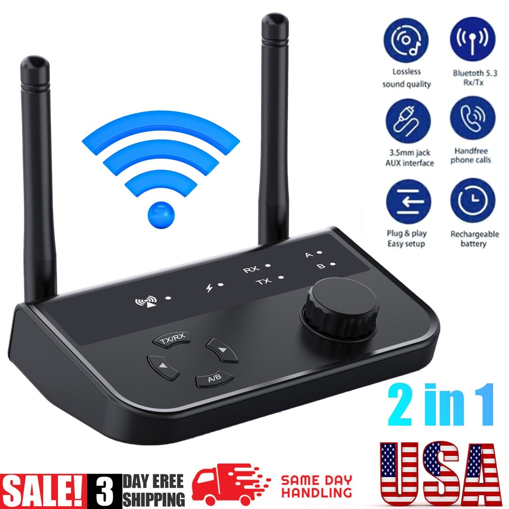 Long Range Transmitter Receiver For TV Home Stereo Audio Adapter Bluetooth 5.3