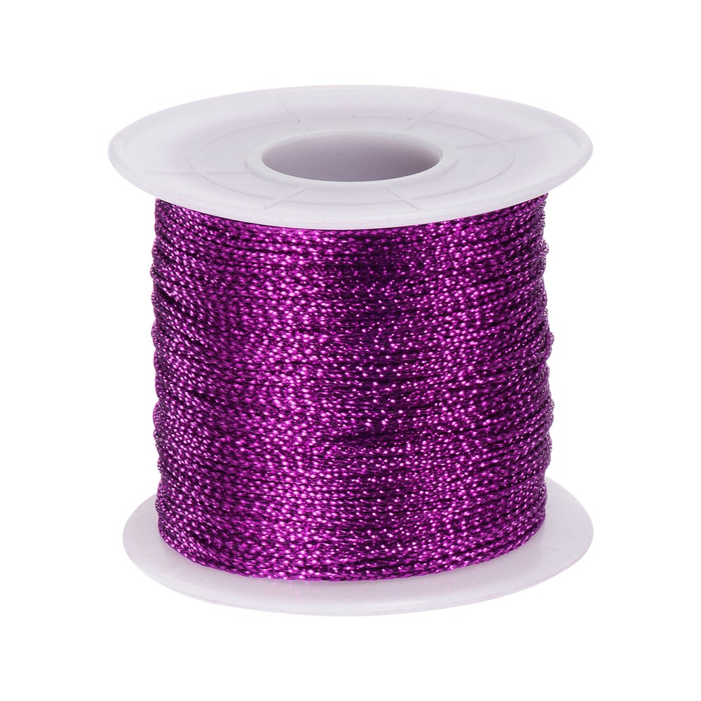 Metallic Cord 1mm 109 Yards Tinsel Rope Thread String, Deep Purple