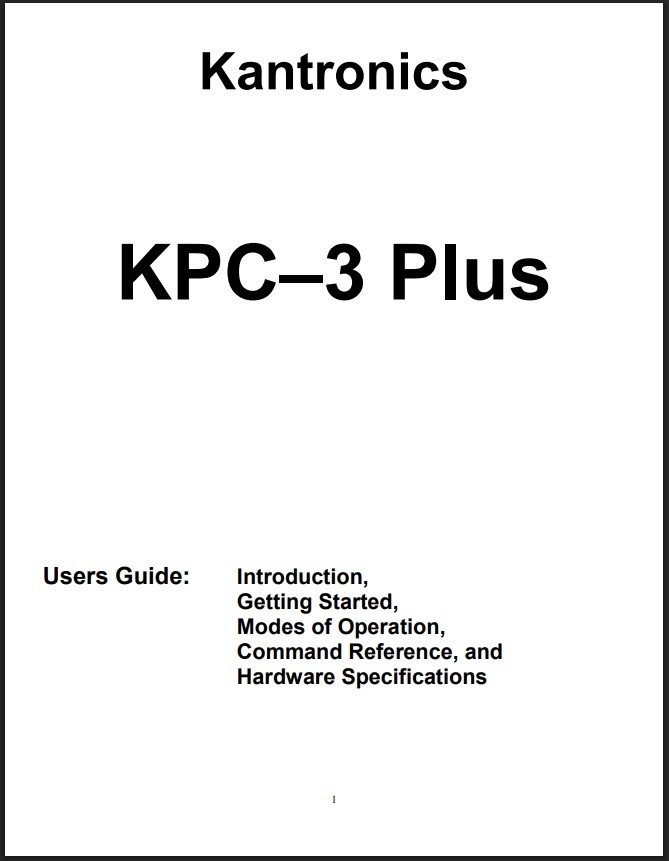 Kantronics KPC-3 Plus Users Guide: 236 Pages, Coil Bound, Lays Flat, PVC Covers