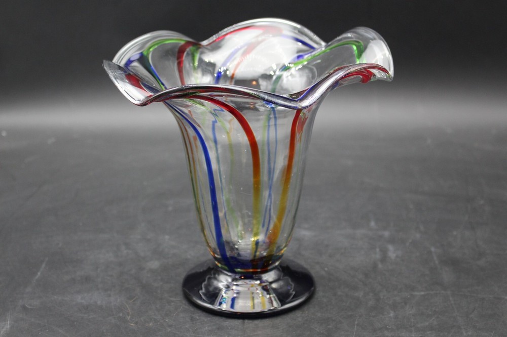 Fluted Blown Glass 7.25" Vase