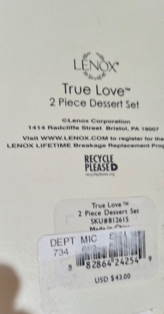Lenox True Love Dessert Set With Box