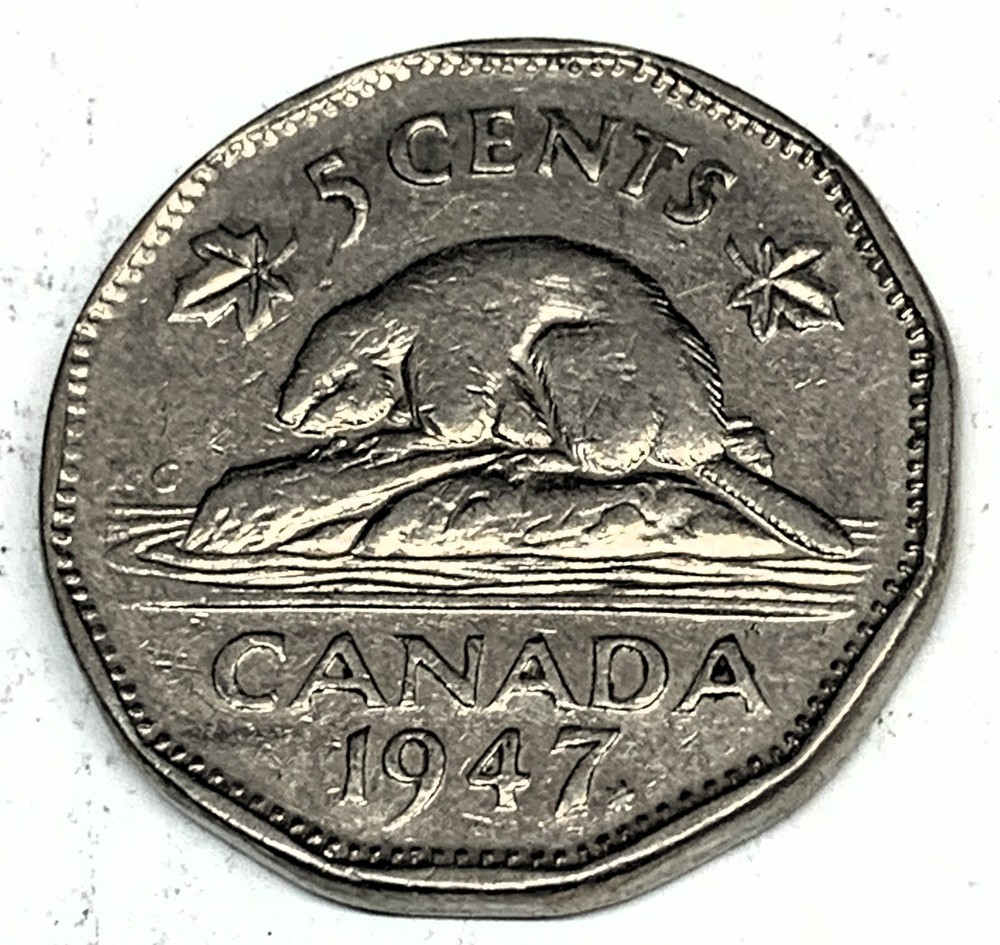 # C6074   CANADA    COIN,     FIVE CENTS   1947  Maple Leaf