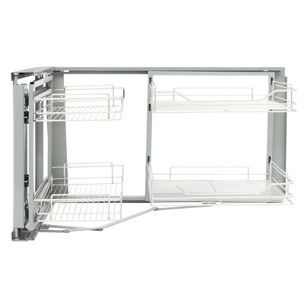 Pull-out Cabinet Organizer 2 Tiers Stainless Steel Corner Cabinet Organizer