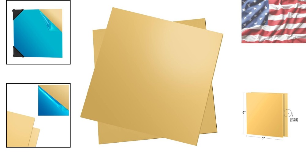 Brass Plates 6" x 6" - 2 Pcs, Scratch-Free, Easy Customization