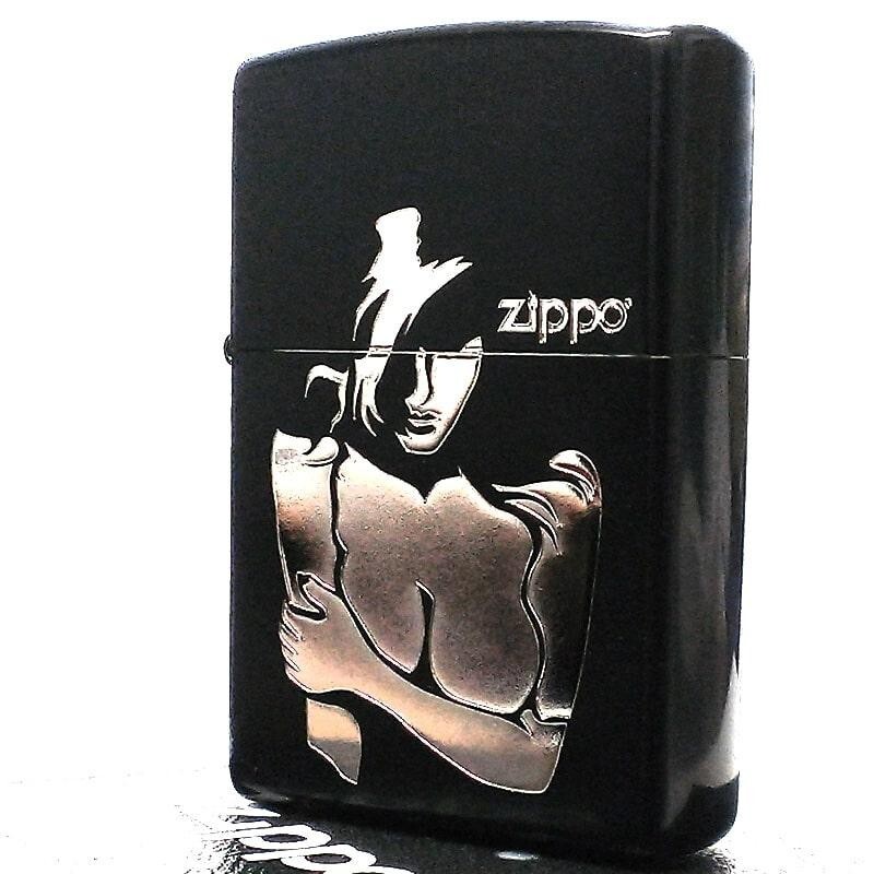 Zippo Sexy Silhouette Matte Black Silver Etching Single Sided Processing Lighter