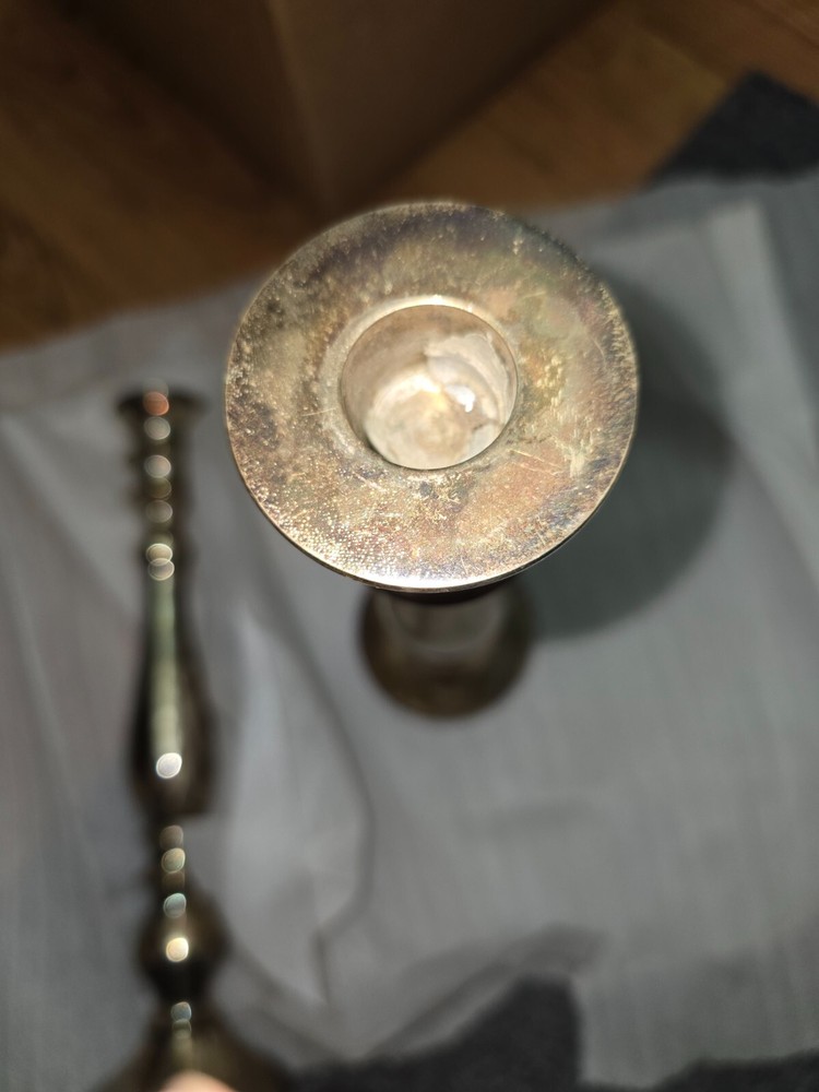 antique silver bombay candlestick holders x2