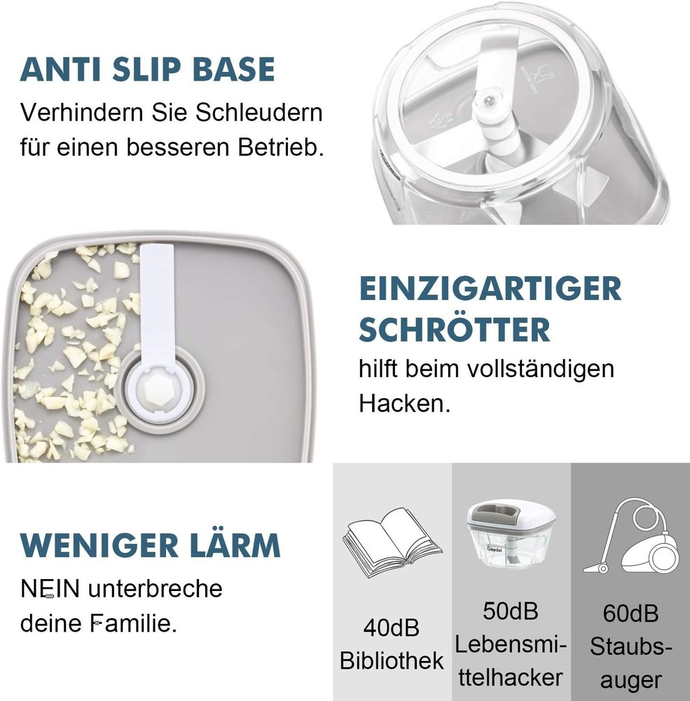 Dishwasher Safe Vegetable Chopper - 500ml Hand-Pull Garlic Cutter for Kitchen