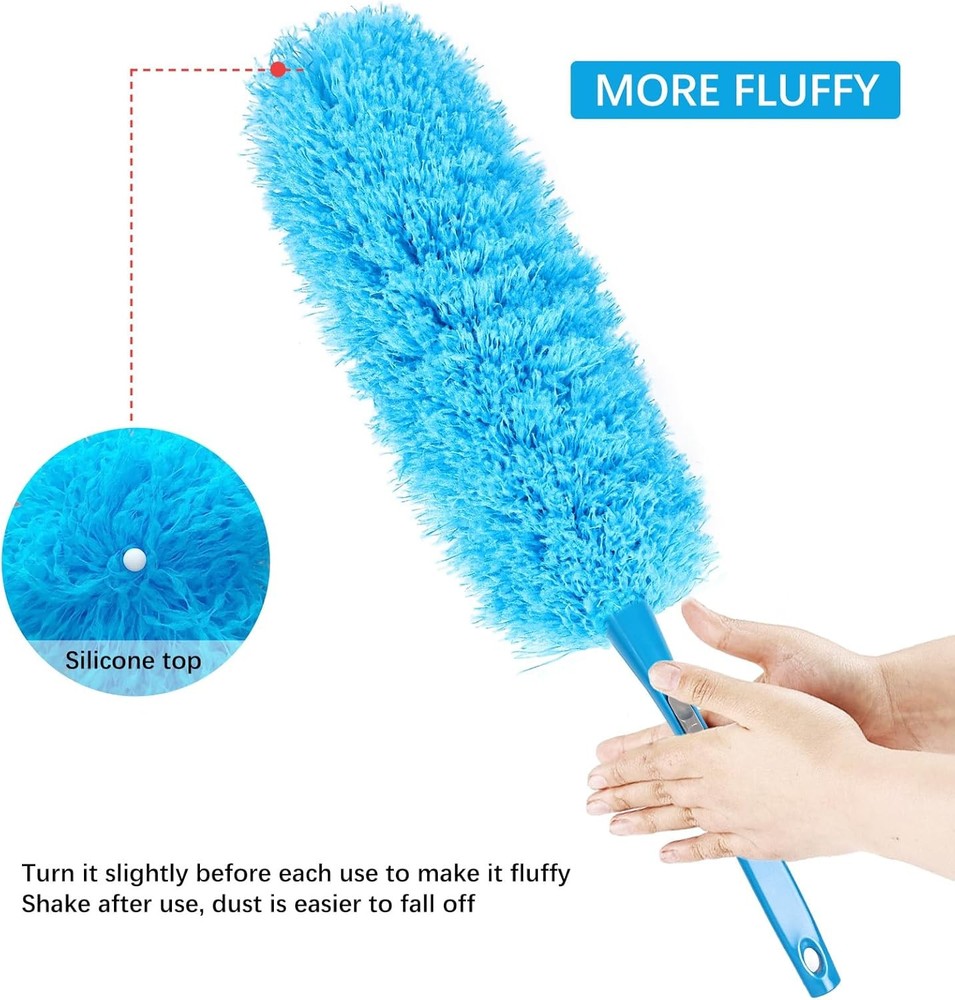 Rainbow 24" Static Duster - 2 Washable Bendable Microfiber Heads for Home Office