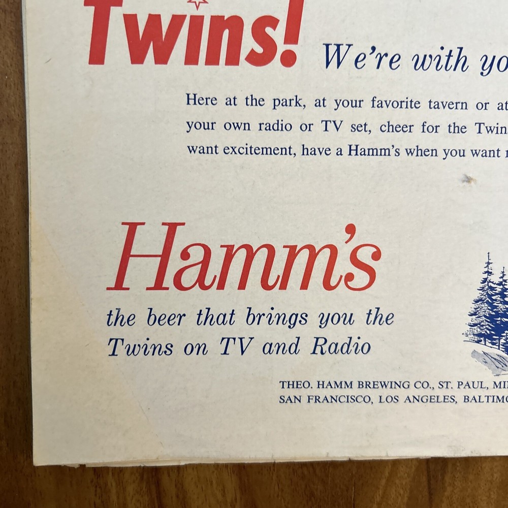 1961 Minnesota Twins First Home Game Series Program v Senators - Scored