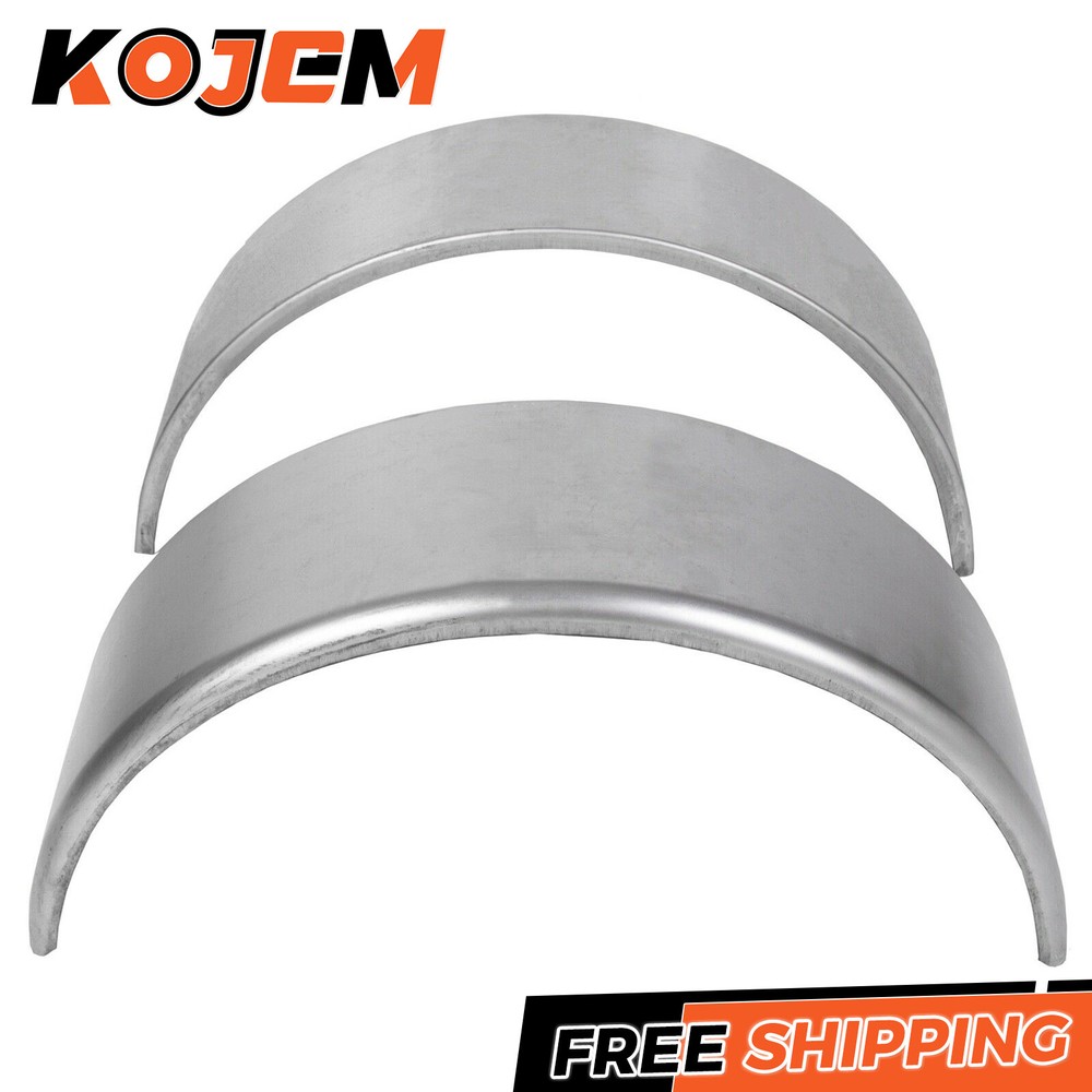 Pair of Steel Round Single Axle Trailer Fenders & Backs For 14" 15'' 16" Wheel