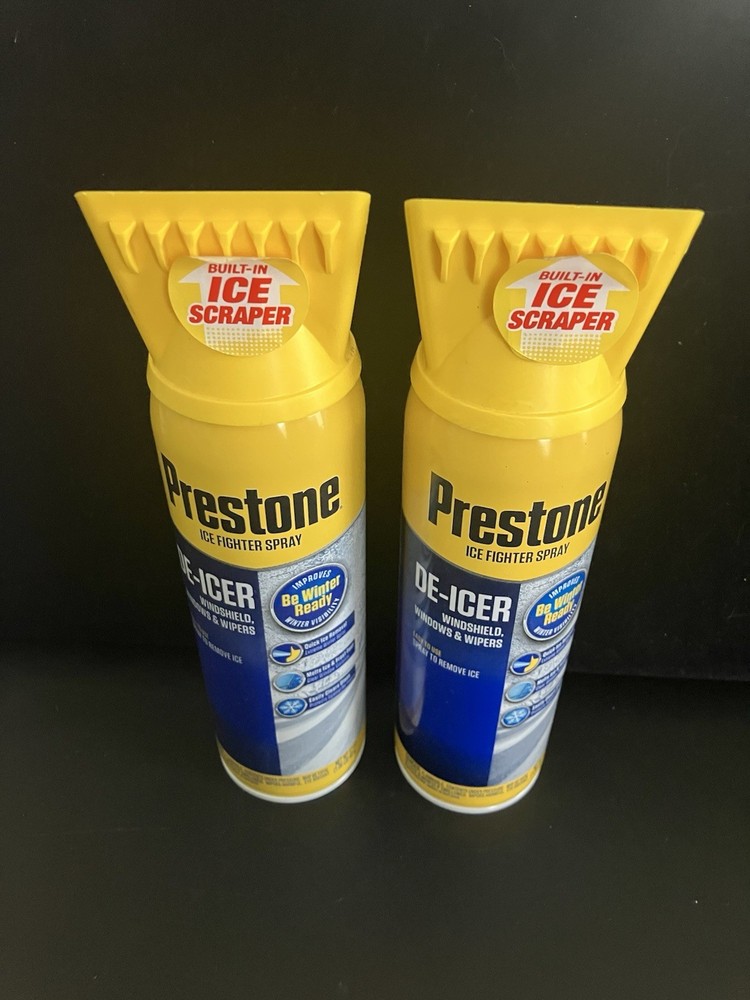 2 Pack-PRESTONE Windshield De-Icer-Spray Canister (17 oz.) Built In Ice Scraper