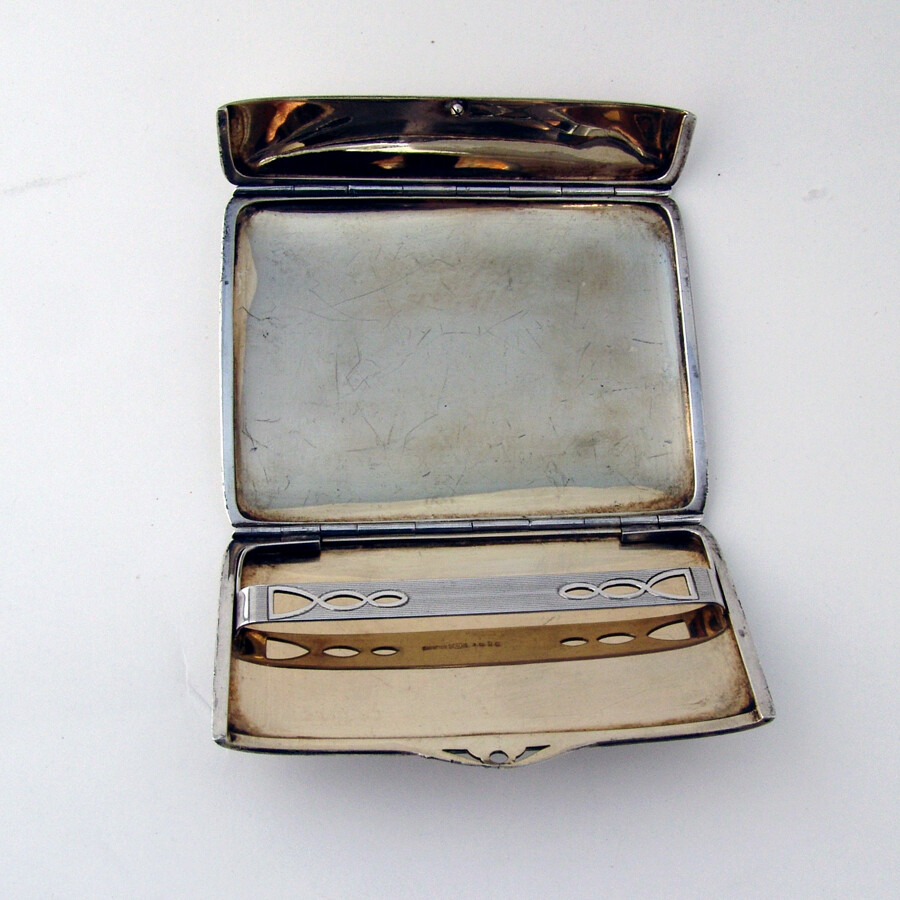 Cigarette Case Hidden Latch Watson Sterling Silver Mono JND